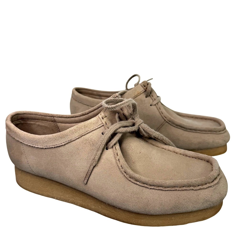 Clarks Women's 8.5 Originals Leather Wallabee Maple Suede Light‎ Cream Beige